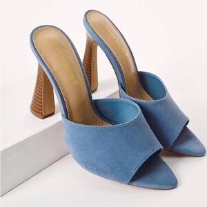 •Mira• Denim Blue Slip On Heels